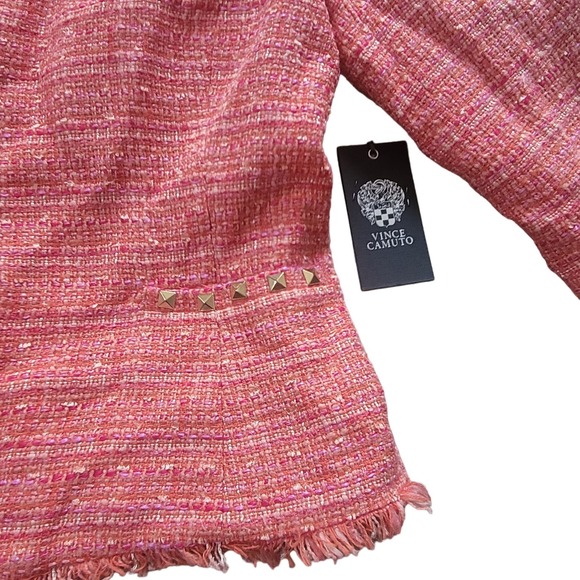 Vince Camuto Women’s Jacket Tweed Fringe-Hem 3/4 Sleeve Cropped Jacket NWT - Picture 4 of 7